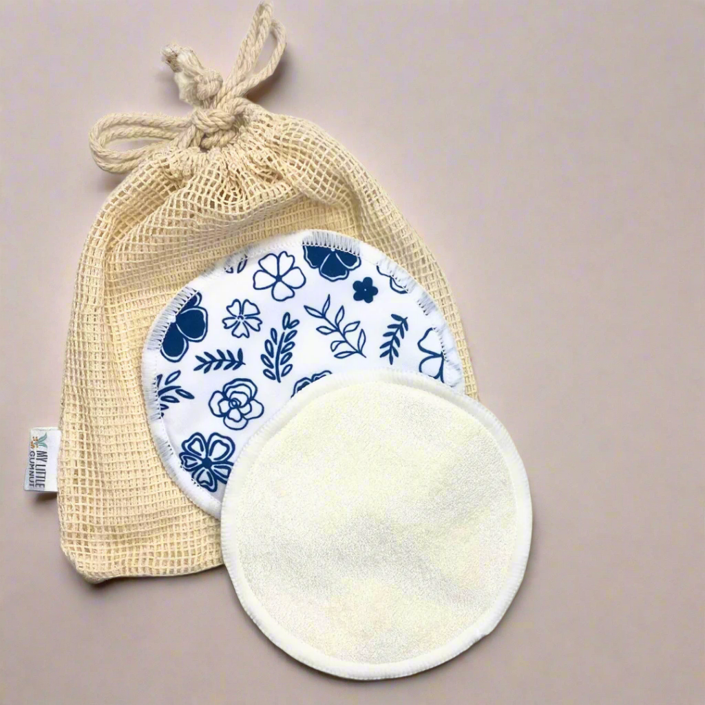 Reusable Breast Pads - Navy Blossom