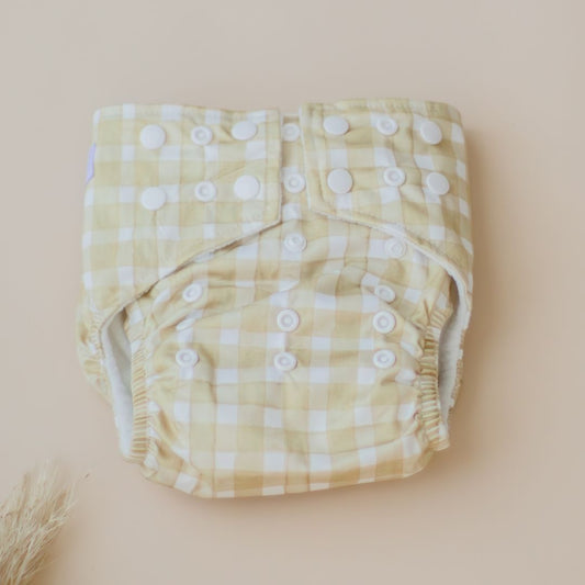 Cloth Nappy 2.0 - Gingham (Beige)