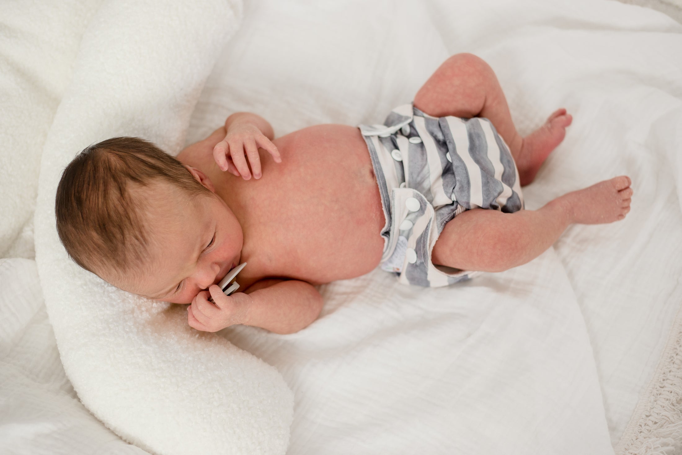 Newborn Cloth Nappy - Slate Stripe