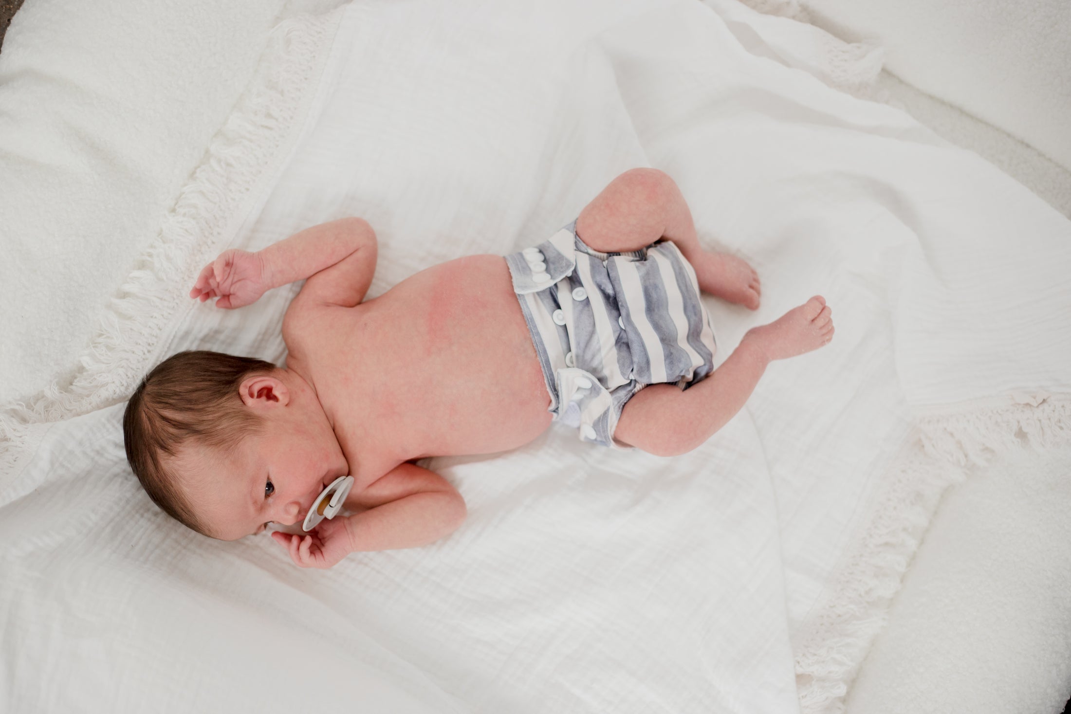 Newborn Cloth Nappy - Slate Stripe