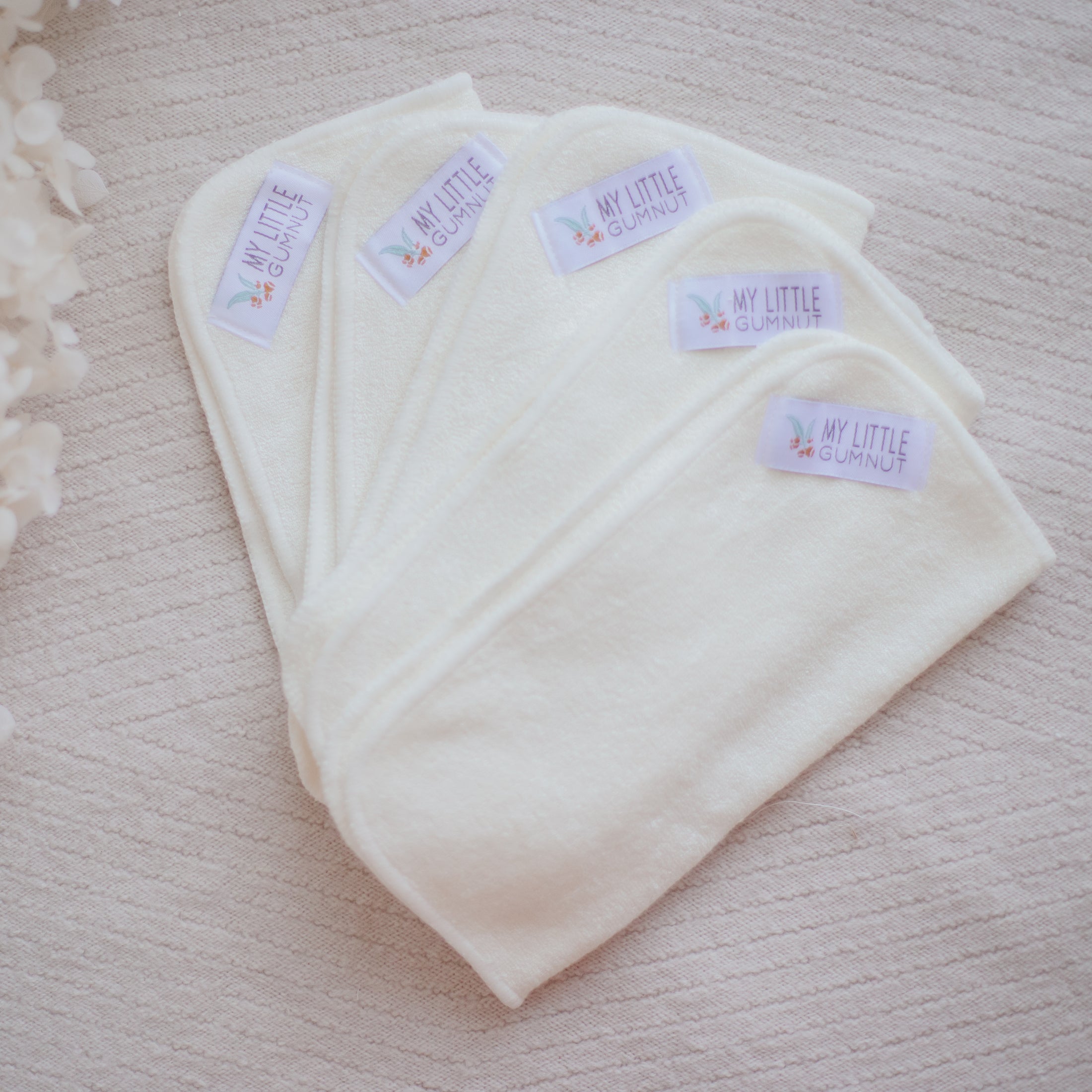 Cloth nappy wipes by My Little gumnut. Reusable bamboo nappy wipes