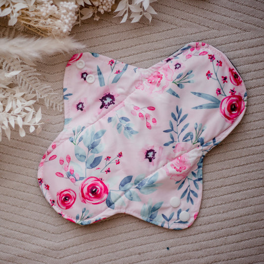 Floral Menstrual Pad. Reusable Menstrual Pad by My Little Gumnut. Cloth Pads Australia. Reusable period pads.