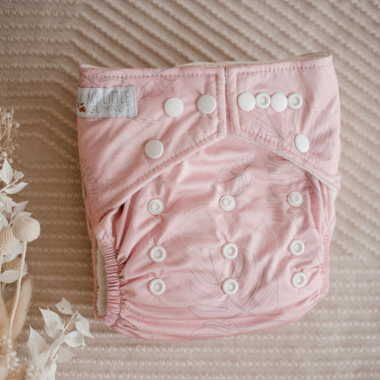 Cloth Nappy 1.0 - Monstera (Dusty Pink)