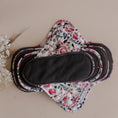 Load image into Gallery viewer, Reusable menstrual pads by my little gumnut. cloth menstrual pads. period pads. stack of menstrual pads. floral pads
