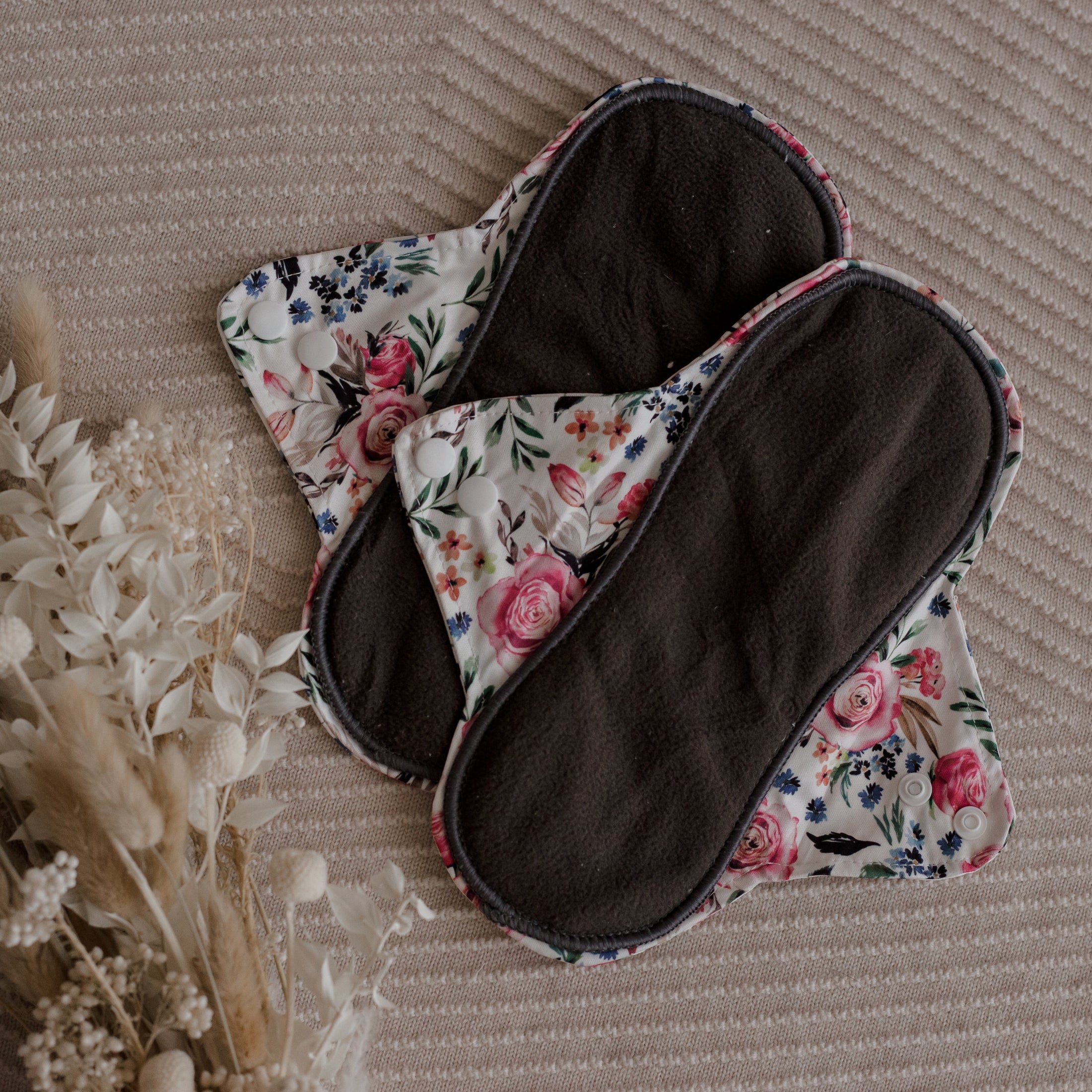 Reusable Menstrual Pads by My Little Gumnut. Cloth Pads Australia. Period pads. 2 Floral menstrual pads. 