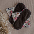 Load image into Gallery viewer, Reusable Menstrual Pads by My Little Gumnut. Cloth Pads Australia. Period pads. Floral menstrual pads. 2 medium sized menstrual pads
