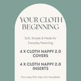 Load image into Gallery viewer, What’s included in the Your Cloth Beginning bundle - reusable cloth nappies and inserts.
