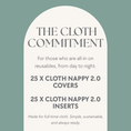 Load image into Gallery viewer, Product description card for 'The Cloth Commitment' on a light green background.
