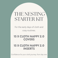 Load image into Gallery viewer, Product description card for 'The Cloth Confidence Kit' on a light green background
