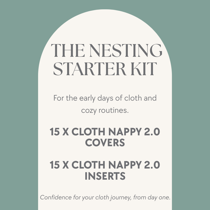 Product description card for 'The Cloth Confidence Kit' on a light green background