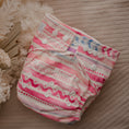Load image into Gallery viewer, Reusable cloth nappy. Reusable diapers. Cloth nappy by My Little Gumnut in Aztec Pink design. Australian cloth nappies. 
