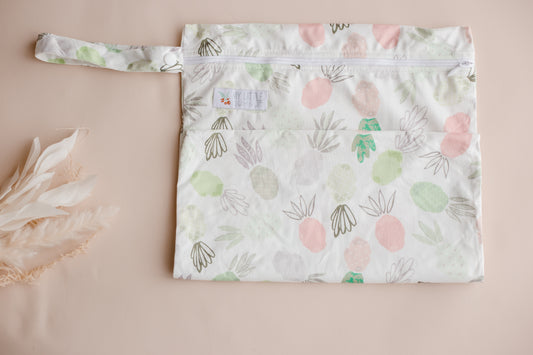 large wet bag. nappy bag. double gusset cloth nappies by my little gumnut. reusable nappy australia. cloth nappies australia. eco friendly nappies. pineapple nappy.