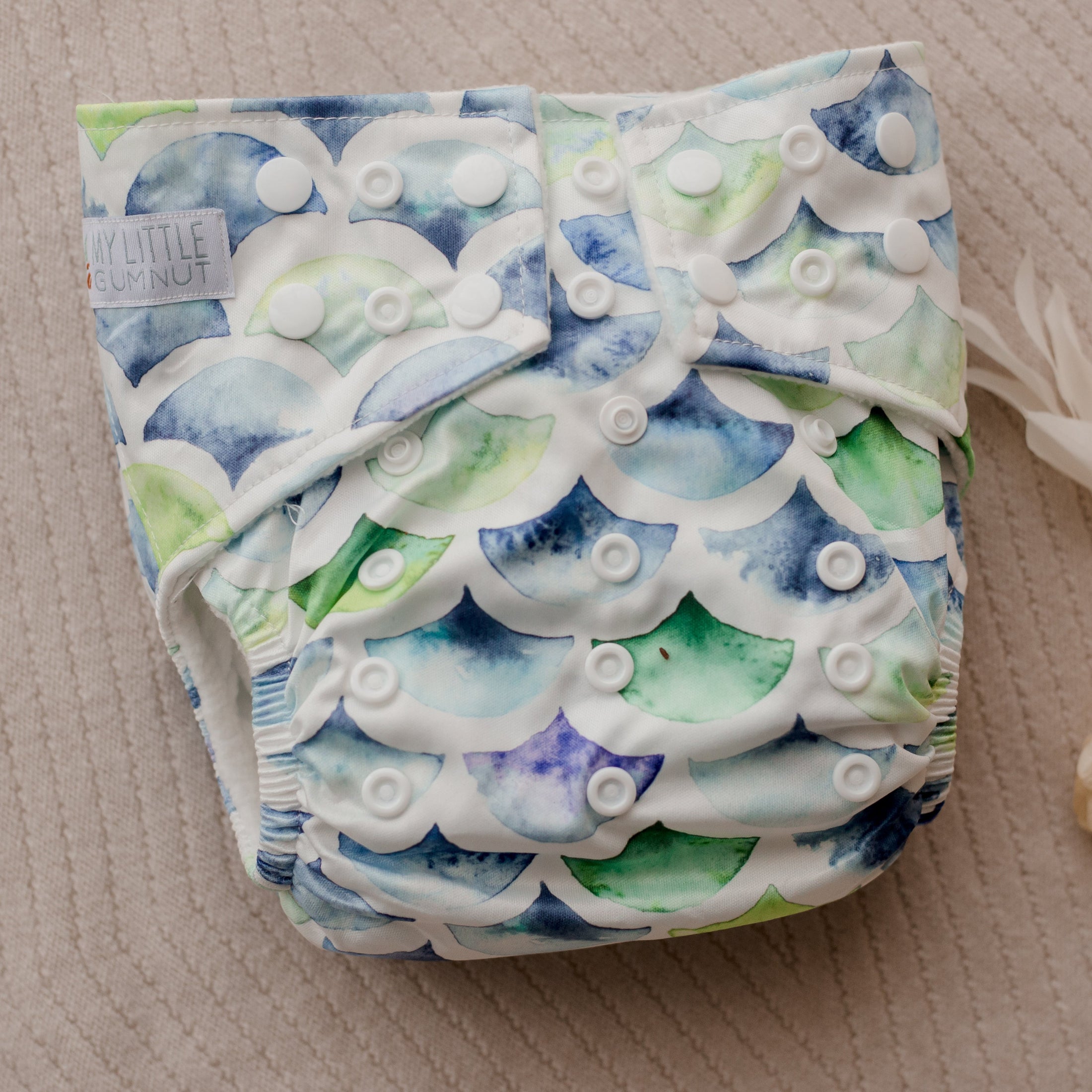 double gusset cloth nappies by my little gumnut. reusable nappy australia. cloth nappies australia. eco friendly nappies. mermaid nappy.
