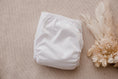 Load image into Gallery viewer, newborn cloth nappy by my little gumnut. australian reusable nappy. white baby nappy.
