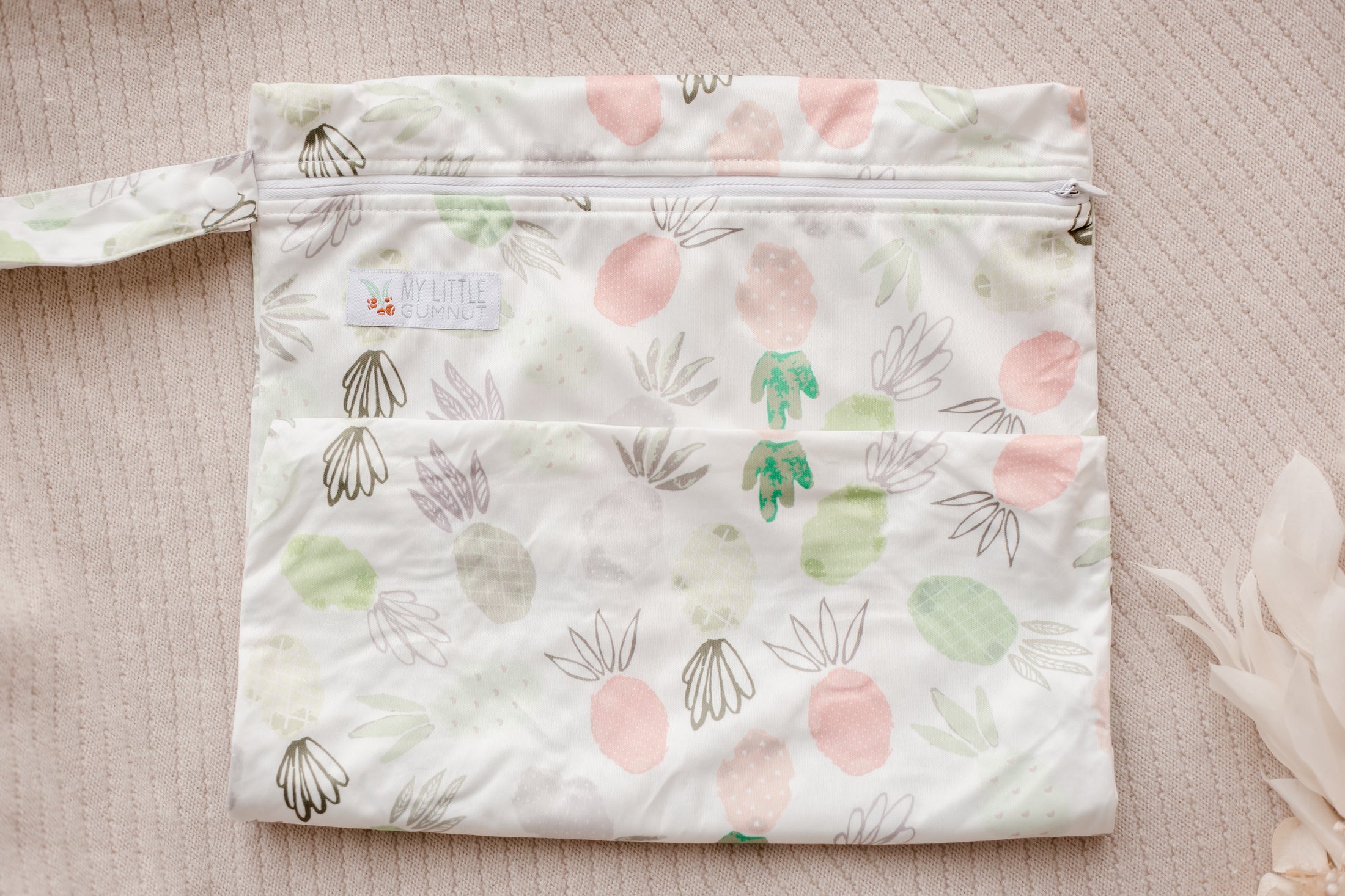 large wet bag. nappy bag. double gusset cloth nappies by my little gumnut. reusable nappy australia. cloth nappies australia. eco friendly nappies. pineapple nappy.