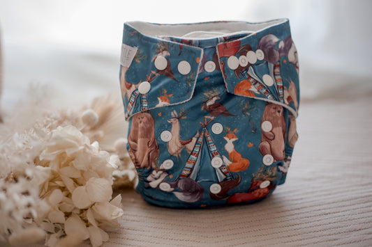 in the woods cloth nappy. woodlands cloth nappy by my little gumnut. modern cloth nappies australia.