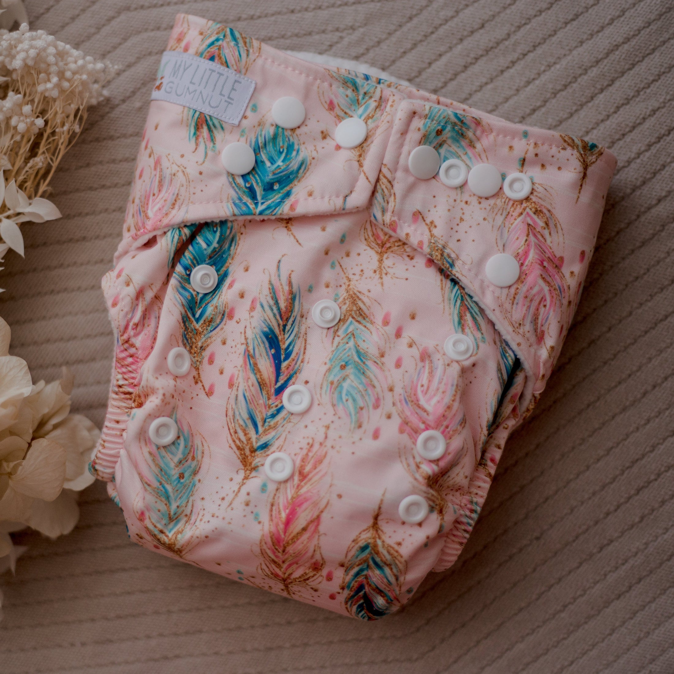 modern cloth nappies by my little gumnut. reusable cloth nappies australia. boho cloth nappies. 