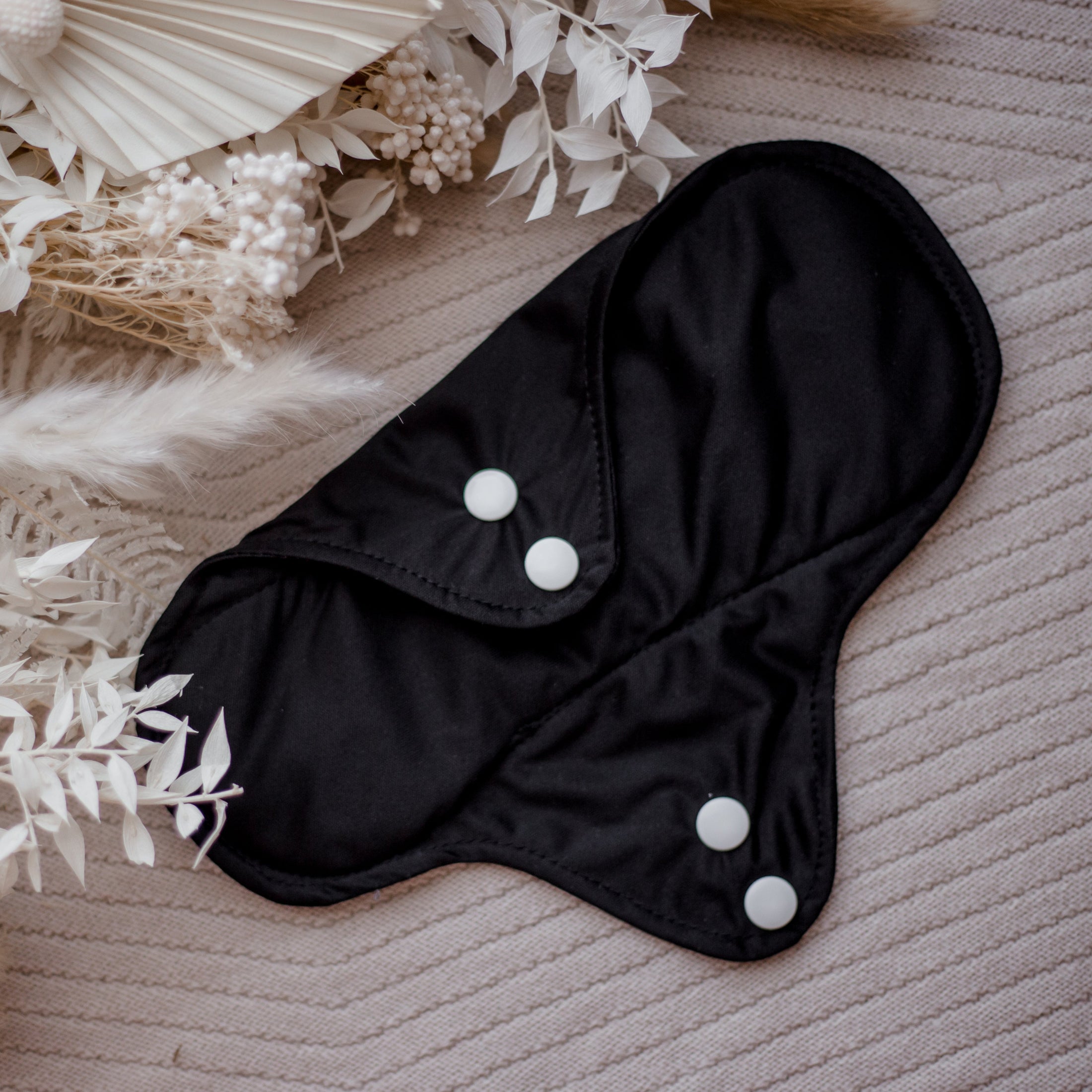 Reusable menstrual pads by my little gumnut. cloth pads. mama pads. reusable period pads. cloth period pads. Black Menstrual Pad