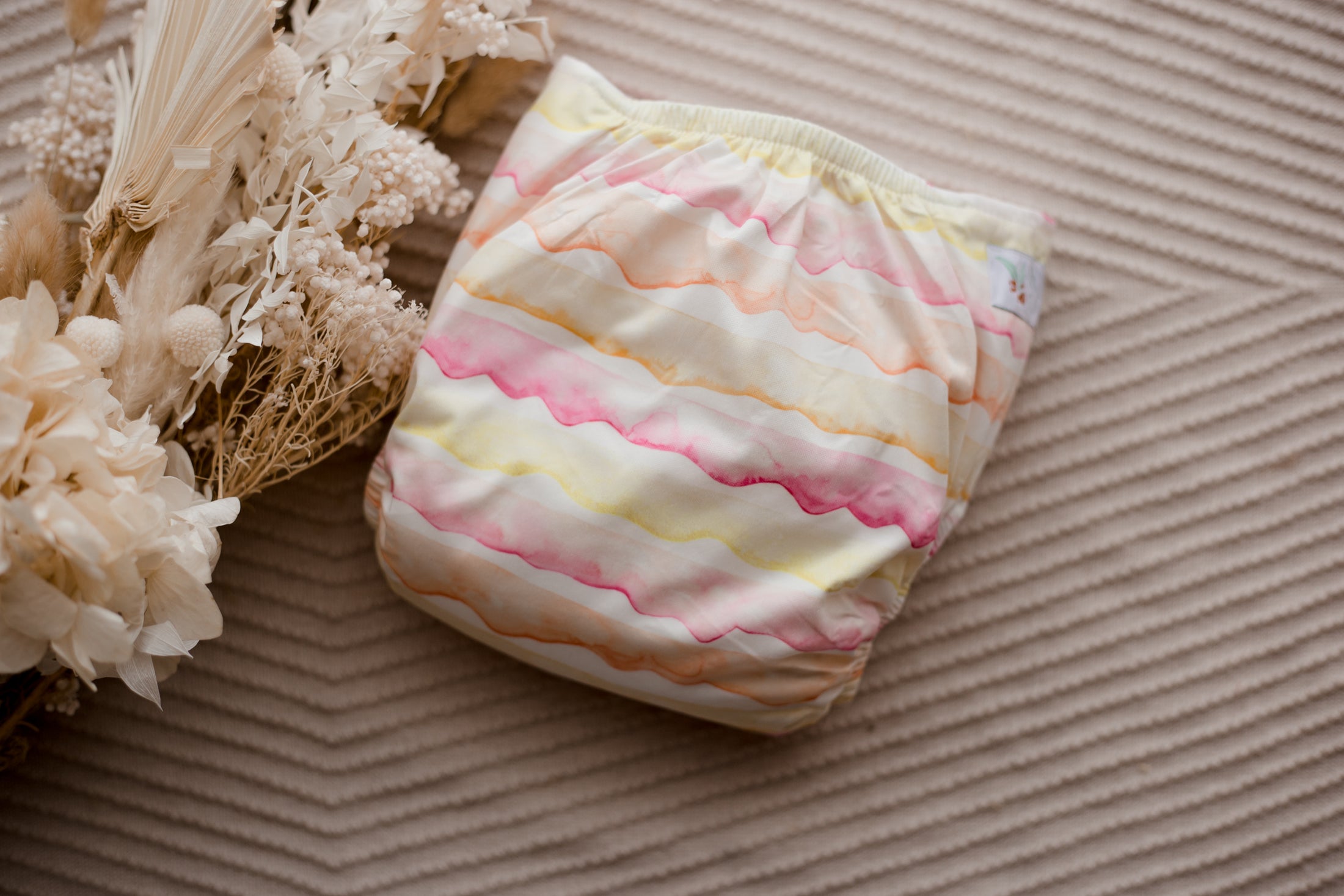 Australian cloth nappies. Reusable diapers. water colour cloth nappy. My little gumnut. reusable nappies australia.
