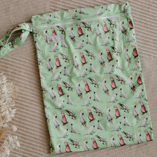 Wet bags by my little Gumnut. cockatoo cloth nappy australia