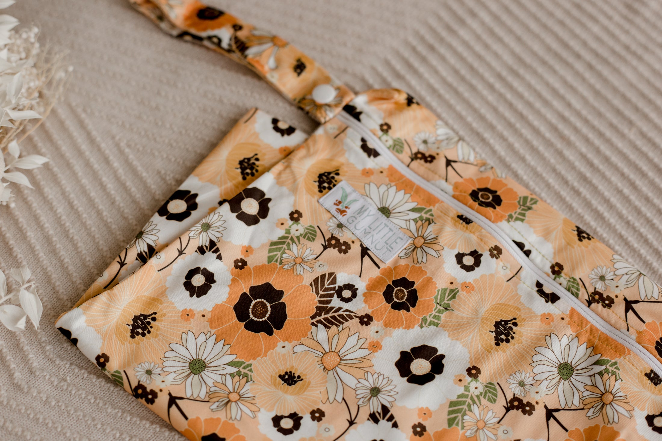 Wet bags by my little Gumnut. retro flowers cloth nappy australia