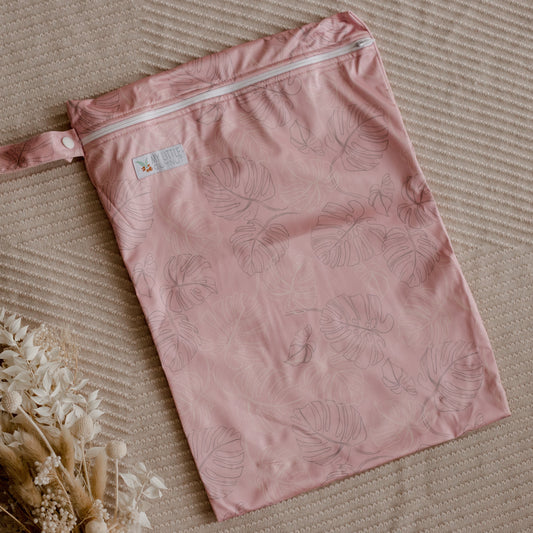 Wet Bag - Monstera (Dusty Pink)